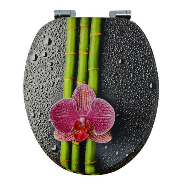 Modern Orchid-Print Toilet Seat Cover – Waterproof & Stylish Upgrade for Hotel & Home Bathrooms