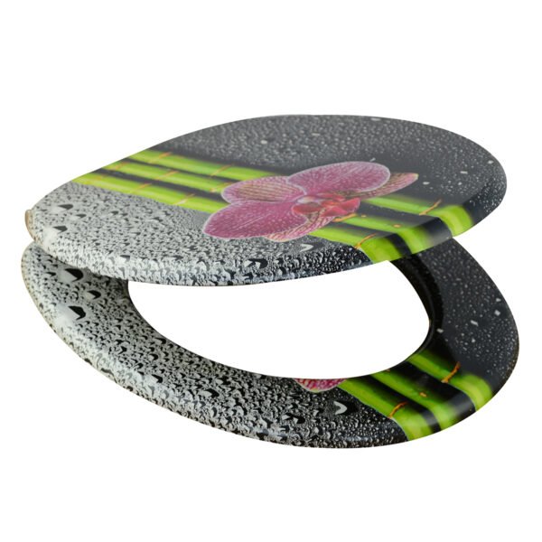 Modern Orchid-Print Toilet Seat Cover – Waterproof & Stylish Upgrade for Hotel & Home Bathrooms