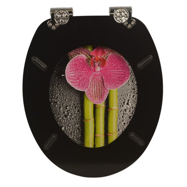 Modern Orchid-Print Toilet Seat Cover – Waterproof & Stylish Upgrade for Hotel & Home Bathrooms