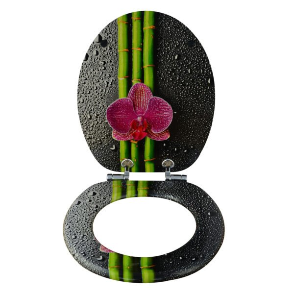 Modern Orchid-Print Toilet Seat Cover – Waterproof & Stylish Upgrade for Hotel & Home Bathrooms